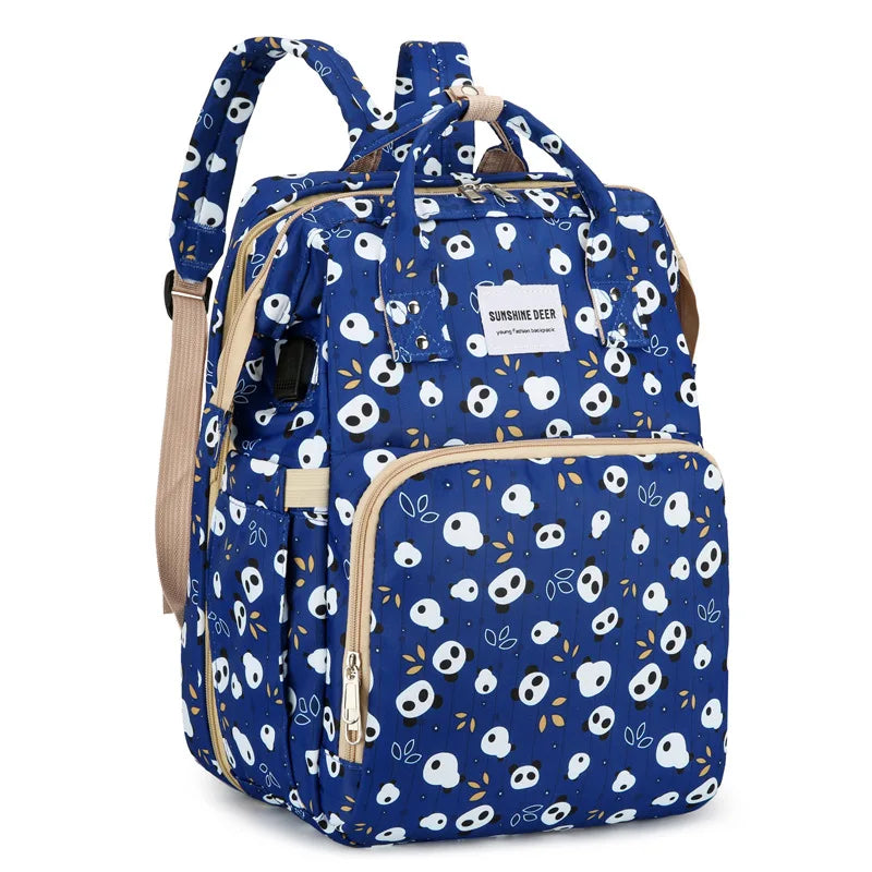 Mama Wickeltaschen Babybett Mutter Große Kapazität Windel Milchflasche Rucksäcke mit Wickelunterlage Praktische Baby-Stilltaschen Geschenk