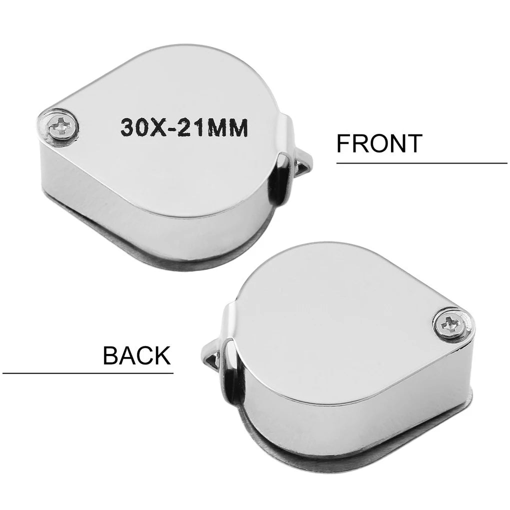 10-30x Pocket Magnifier Magnifying Glass Jewelry Loupe Foldable Diamond Lupa Triplet Jewelers Eye Glass Tool Reading Magnifier