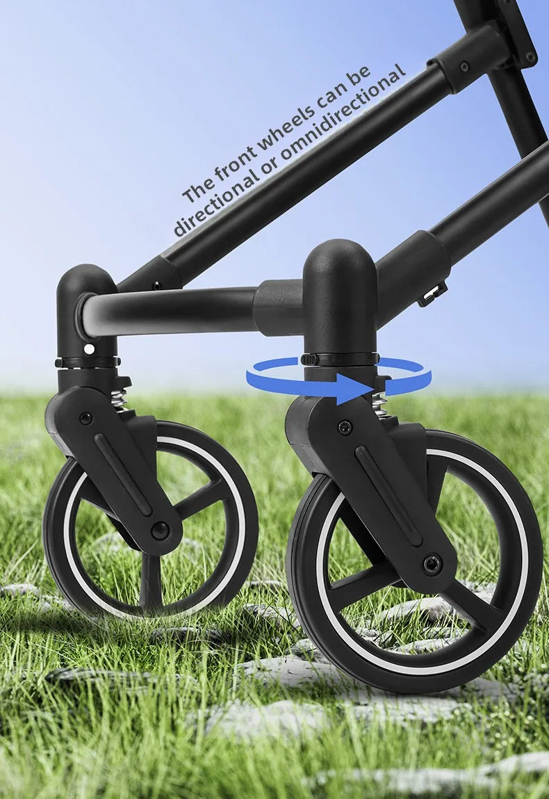 Integrierter Hochansicht-Kinderwagen für zwei Babys, kann sitzen oder liegen, ultraleichter, tragbarer, faltbarer Outdoor-Reisewagen