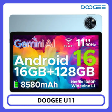 DOOGEE U11 Tablet 11 Zoll Ultra-Klares 90Hz Display 16GB 128GB 8580mAh Akku Unisoc T7200 Dual-Lautsprecher Widevine L1 Android 16 Pad