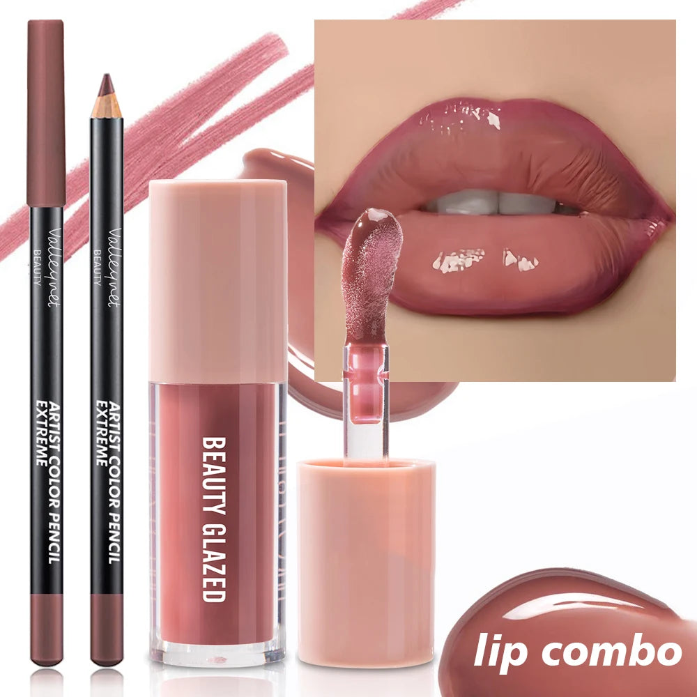 2 Stück/Set Samtstruktur-Lippen-Make-up, mattierter Effekt, rote, braune Farben, schafft ein feuchtigkeitsspendendes und natürliches Lippen-Make-up