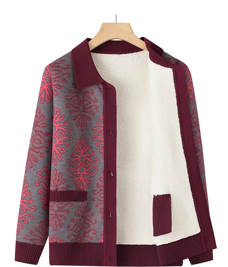 Warme Oma Pullover Frauen Herbst Winter Pullover Mantel Mutter Strickjacke für Frau dicke Samt Strickwaren weibliche Kleidung