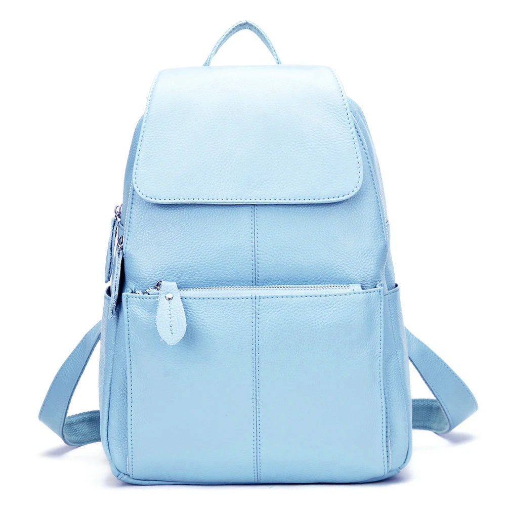 Zency Stilvoller Damen-Rucksack aus echtem Leder in Weiß und Schwarz, A++-Qualität, Diebstahlsicherer Rucksack mit großem Fassungsvermögen, Reise-Designer-Rucksack