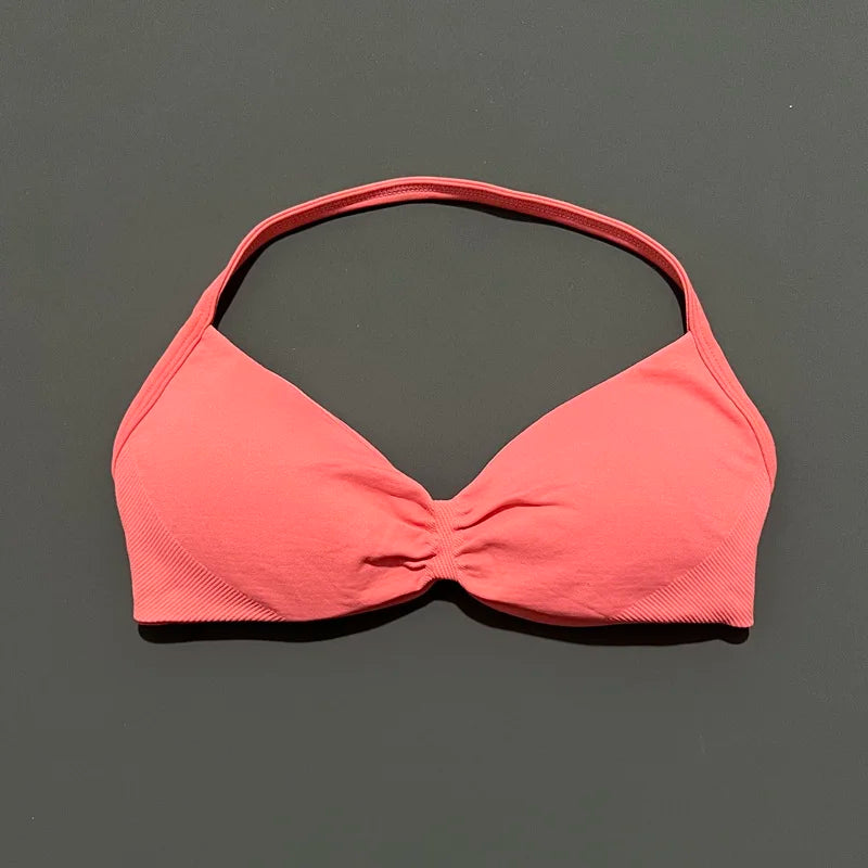 Sport-BH mit Trägern, Yoga-Unterwäsche, Damen-Gymnastik-Top, Lauftraining, rückenfreier BH, hohe Unterstützung, aktive Kleidung, Fitness, Workout, Neckholder