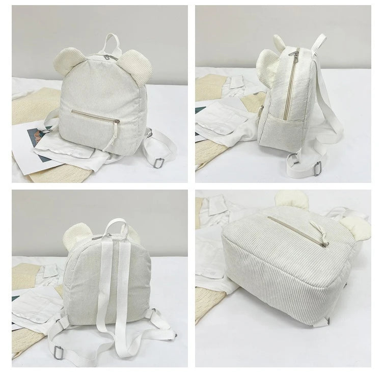 Niedlicher Fleece-Rucksack mit Bärenohren für Mädchen, 1 Stück warmer kleiner Tagesrucksack aus Lammwolle, lässiger Kinder-Schulranzen-Rucksack für Reisen, Einkaufen