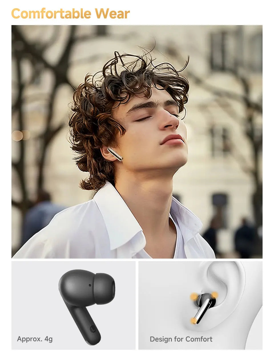 QCY MeloBuds Pro Adaptive Hybrid Active Noise Cancelling Kabellose Ohrhörer 46 dB Bluetooth 5.3 LDAC Hi-Res Audio 34H Ohrhörer Bequeme Passform