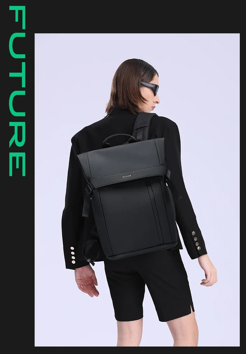 Bange Herren-Mode-Rucksack, 15,6 Zoll, multifunktionaler wasserdichter Rucksack, tägliche Reisetasche, lässiger Schulrucksack mit Schnalle