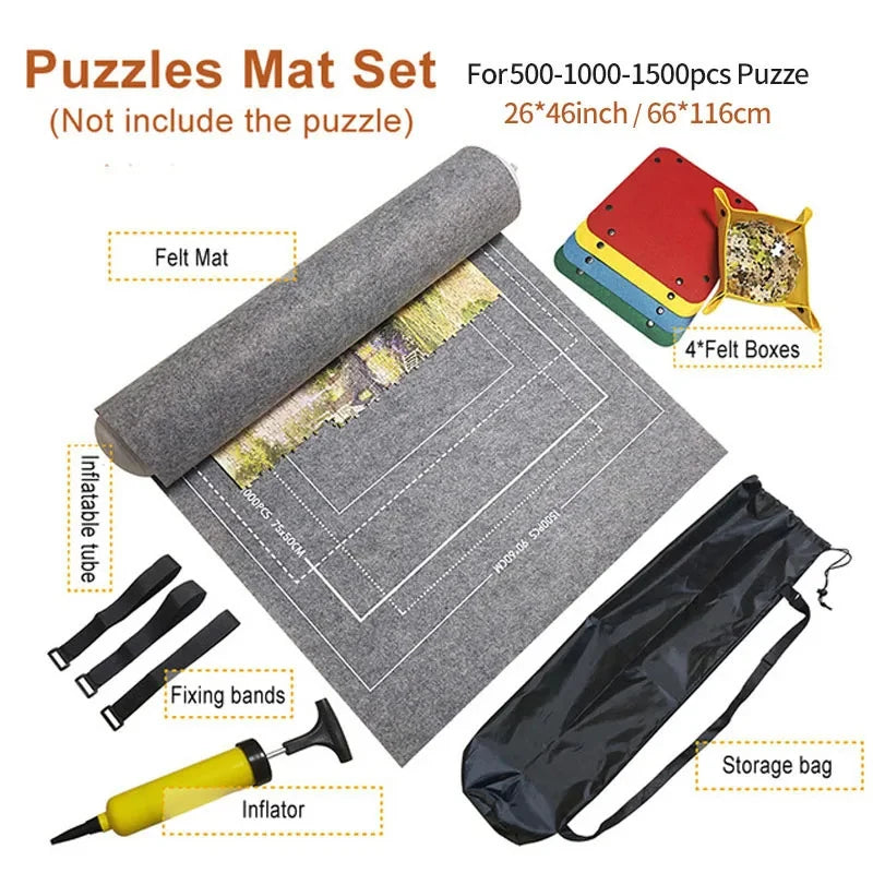 Professionelle Puzzle-Rollmatte, Decke, Filzmatte, bis zu 1500/2000/3000 Teile, Zubehör, Puzzle, tragbare Reise-Aufbewahrungstasche