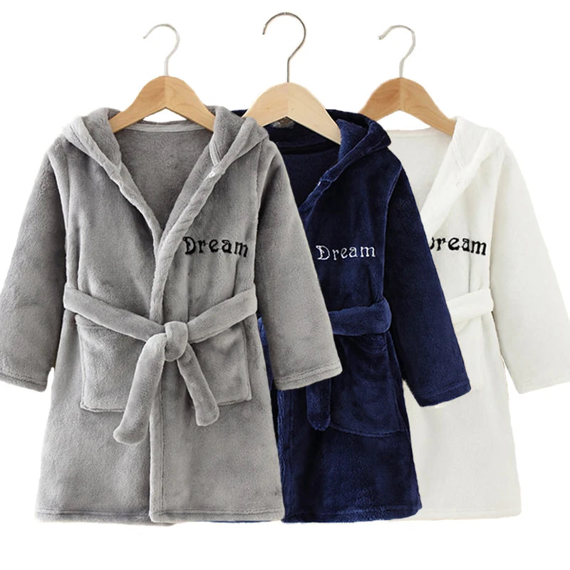 Flanell-Pyjama für Jungen und Mädchen, Herbst und Winter, Kinder-Nachtwäsche, weiche Kapuze, Kinder-Homewear, 2–8 Jahre