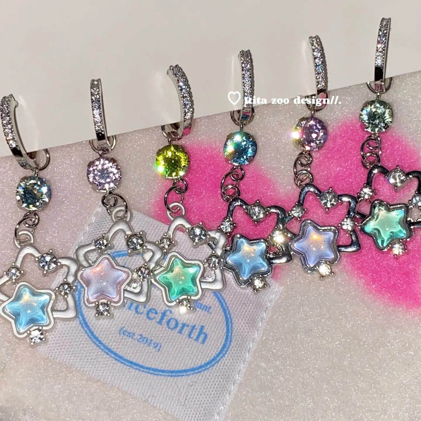 Französischer Süßer Stern-Handyanhänger Y2K Ästhetischer Kristallherz-Anhänger Kawaii Taschenanhänger Trendiger Schmuck Geschenk für Mädchen