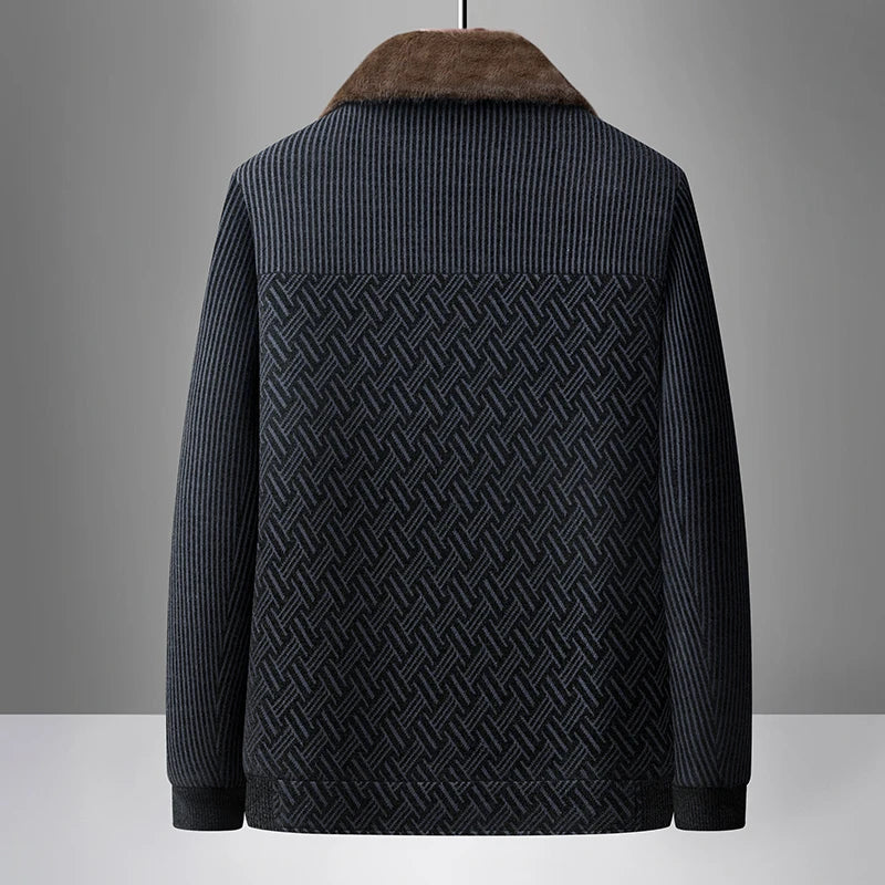 2025, Herren-Jacke aus Wollmischung, Herren-Plüsch-verdickte Chenille-Baumwollkleidung, Papa-Kleidung, warmer Opa-Baumwollmantel