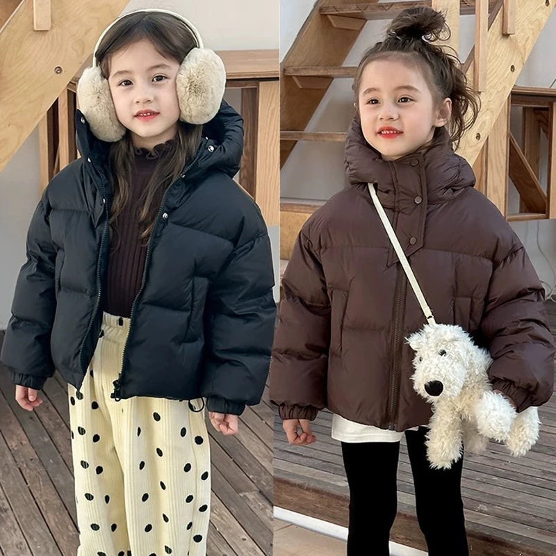 3 4 5 6 8 10 12 Jahre Mädchen Jacke Herbst Winter Neue Einfarbig Dicke Warme Mit Kapuze Zipper Mantel für Teen Kinder Daunen Baumwolle Outwear