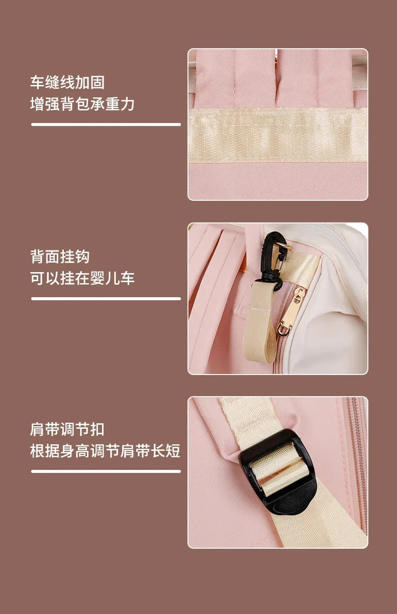 Multifunktionale Mama-Taschen mit großem Fassungsvermögen für Ausflüge, Reiserucksack, wasserdicht, tragbar, Mutter- und Babytasche, Damen-Rucksack
