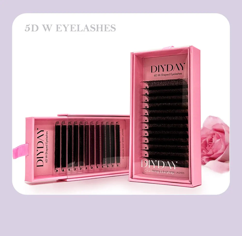 DIYDAY W-Form Wimpernverlängerung 3D 4D 5D 6D 7D 8D W Wimpern Natürliche weiche vorgefertigte Fächerblüteffekt-Augenwimpern für Schönheits-Make-up