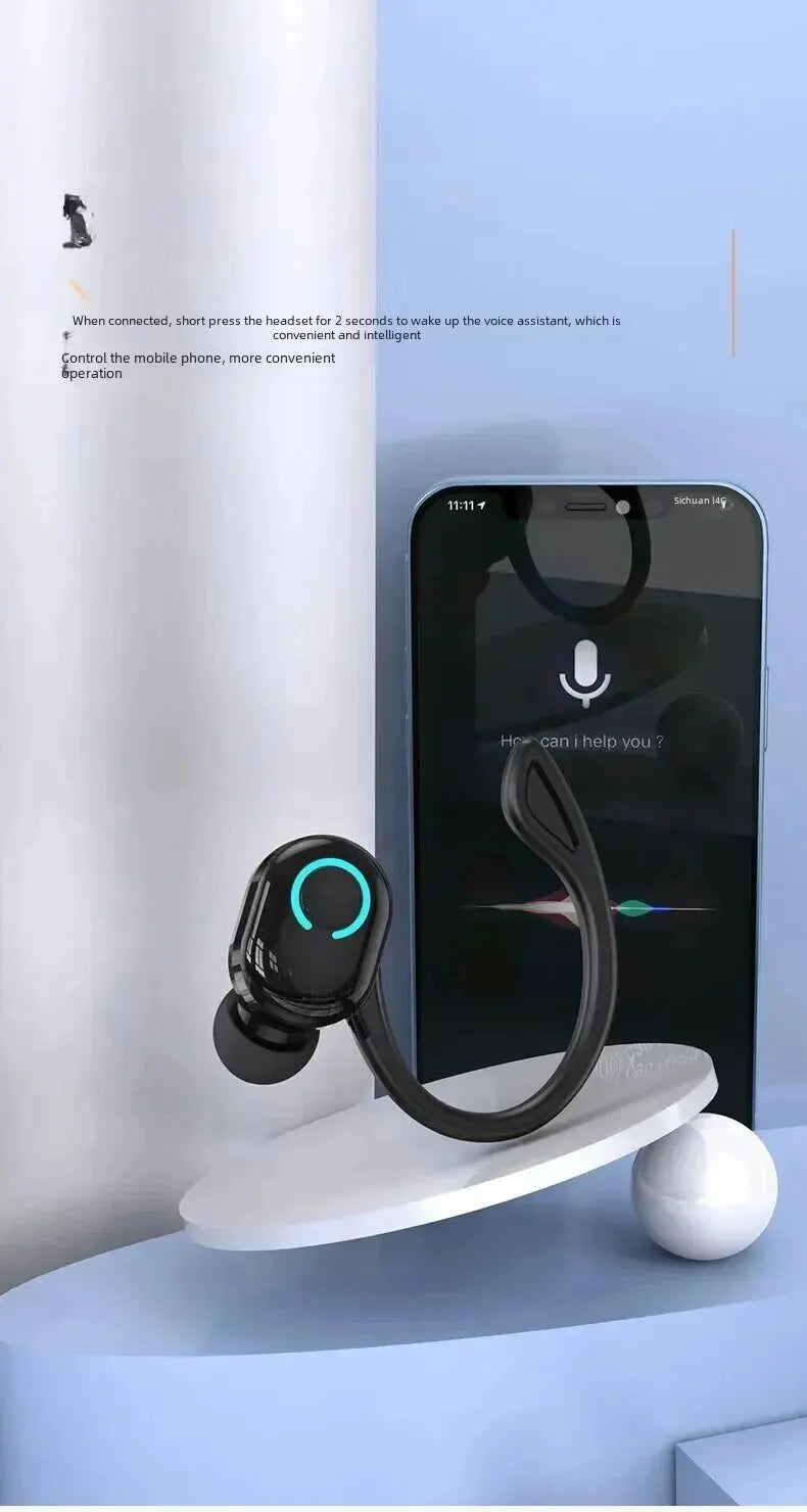 Bluetooth 5.2 Wireless Headset Einzelne Ohrbügel Ohrstöpsel Ultra Lange Akkulaufzeit Business Kopfhörer Handy Kopfhörer Ohrhörer