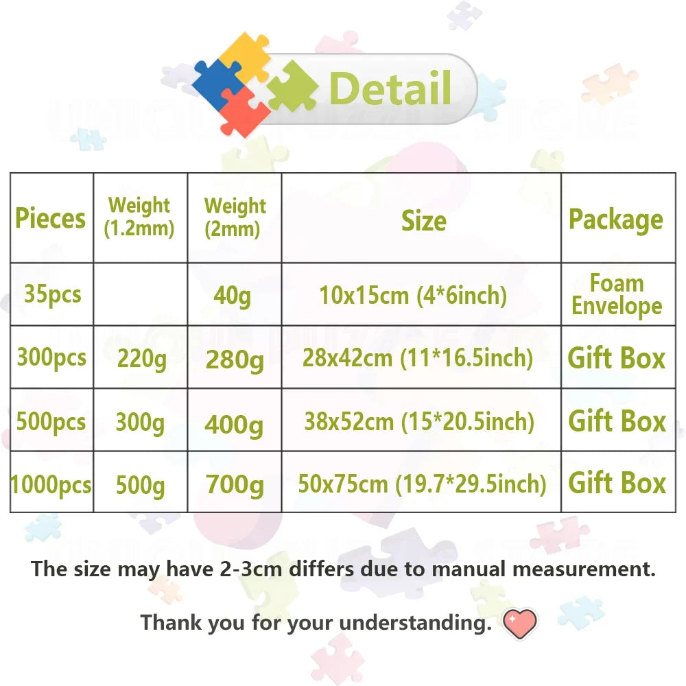 Dropshipping Individuelles Puzzle Personalisiertes Bildpuzzle DIY-Spielzeug für Kinder Jubiläum Festival Bestes Geschenk