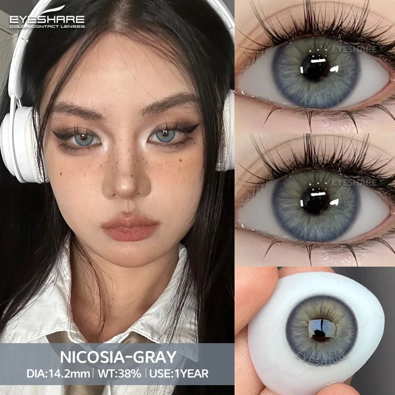 EYESHARE Beliebte farbige Kontaktlinse für Augen, schwarze Linse, Augenmode, braune Schönheit, farbige Schüler, graues Kontakt-blaues Augen-Make-up