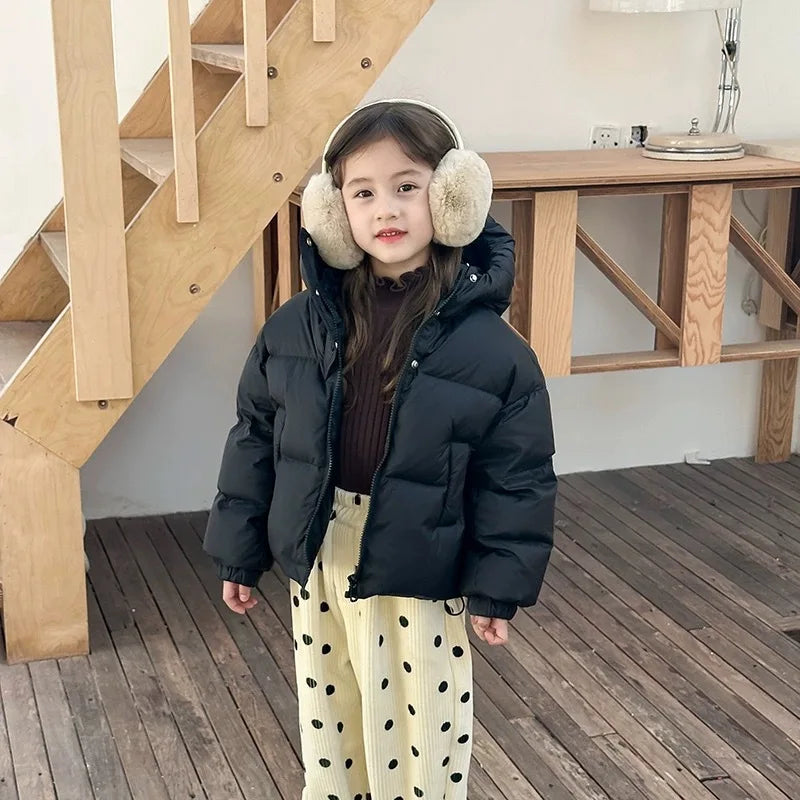 3 4 5 6 8 10 12 Jahre Mädchen Jacke Herbst Winter Neue Einfarbig Dicke Warme Mit Kapuze Zipper Mantel für Teen Kinder Daunen Baumwolle Outwear