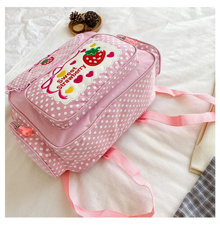 Strawberry Embroidered Backpack