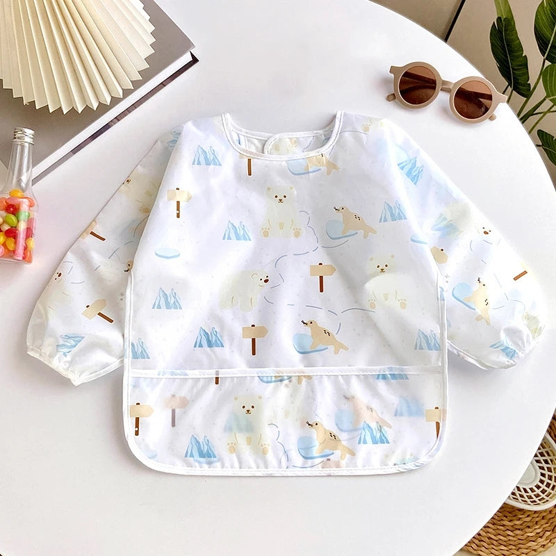 Wasserdichte Volle Hülse Baby Lätzchen Kinder Schürze Langarm Fütterung Kittel Kinder Essen Brust Platte Säuglings Schal Kleidung