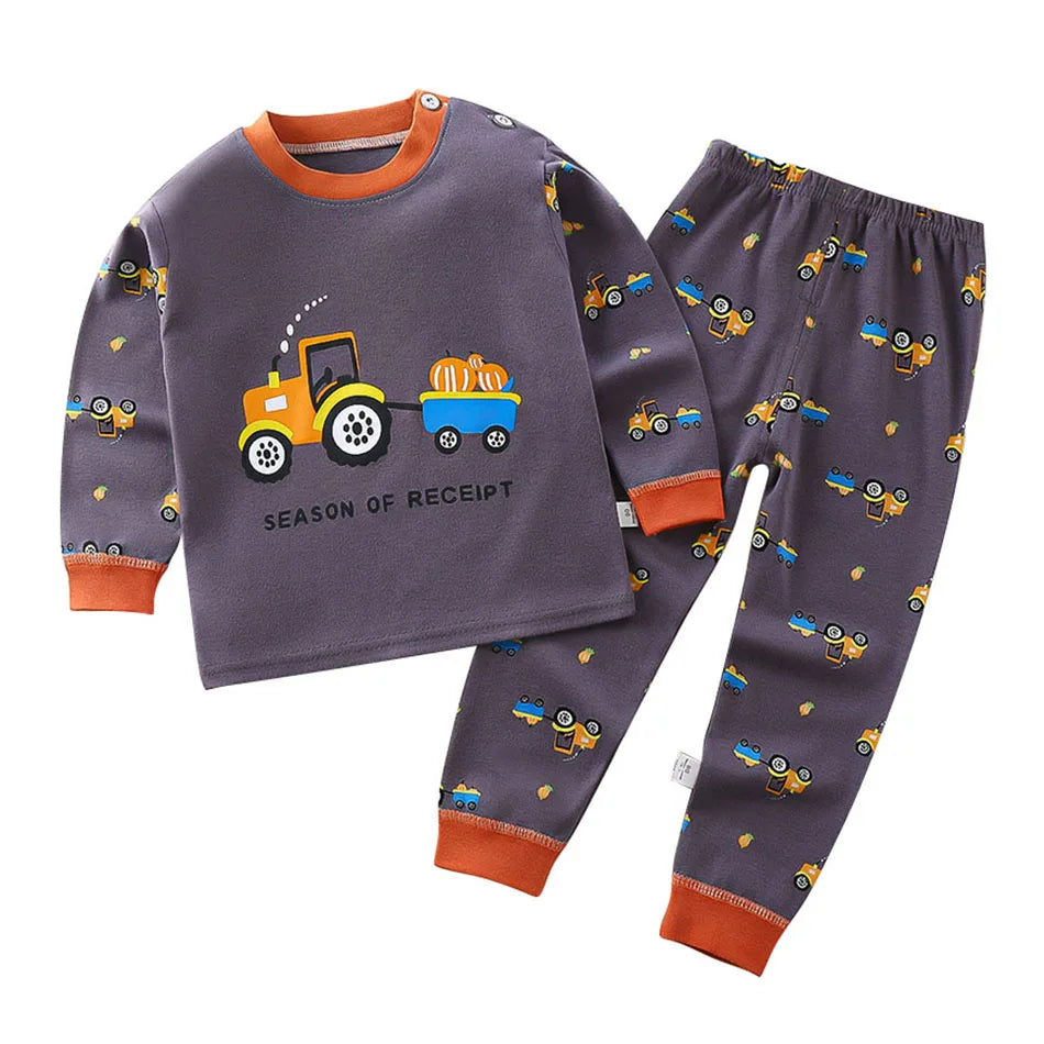 Baumwolle Kinder Pyjamas Set für Jungen Mädchen Herbst und Winter Cartoon Schlafen Loungewear Kinder Nacht Nachtwäsche Hause Tragen Kleidung