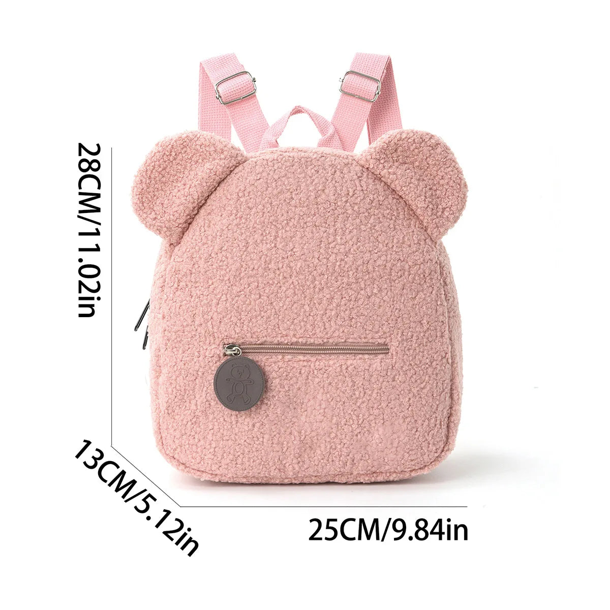 Niedlicher Fleece-Rucksack mit Bärenohren für Mädchen, 1 Stück warmer kleiner Tagesrucksack aus Lammwolle, lässiger Kinder-Schulranzen-Rucksack für Reisen, Einkaufen