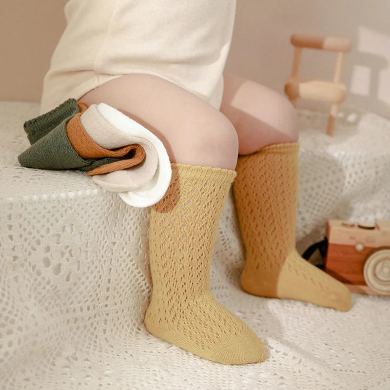 Baby Mädchen Prinzessin gestrickte Netz socken Sommer weiche Kleinkind Mädchen Knies trümpfe Baumwolle Kleinkind Neugeborene Mädchen lange Röhren strümpfe