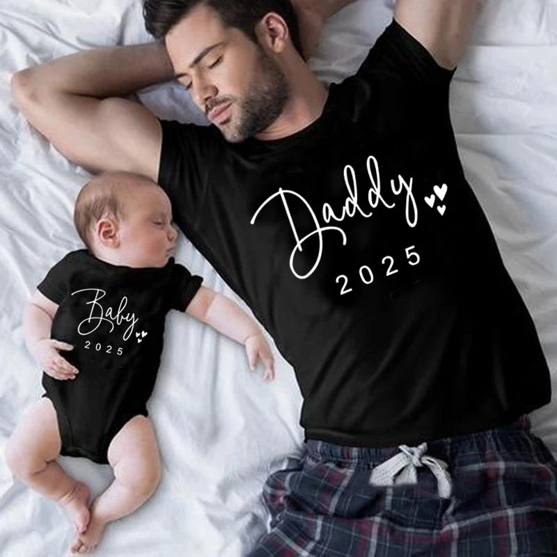 Funny Baby Dad 2022 Family Matching Outfits Simple Pregnancy Announcement Family Look T-Shirt Baby Dad Matching Clothes