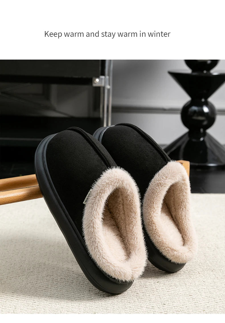 Herbst und Winter Herren Baumwolle Hausschuhe Plüsch warm dick Home Wear rutschfeste verschleißfeste weiche Unterseite bequeme warme Schuhe