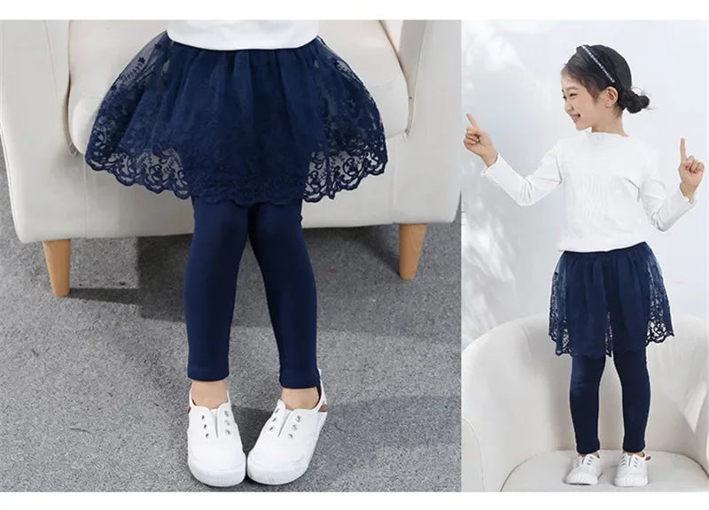 Neue Baby Mädchen Leggings Spitze Prinzessin Rock-hosen Frühling Herbst Kinder Dünne Rock Hosen für 2-7 Jahre kinder Kleidung