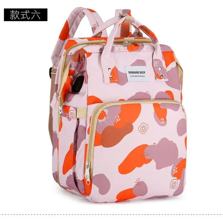 Mama Wickeltaschen Babybett Mutter Große Kapazität Windel Milchflasche Rucksäcke mit Wickelunterlage Praktische Baby-Stilltaschen Geschenk