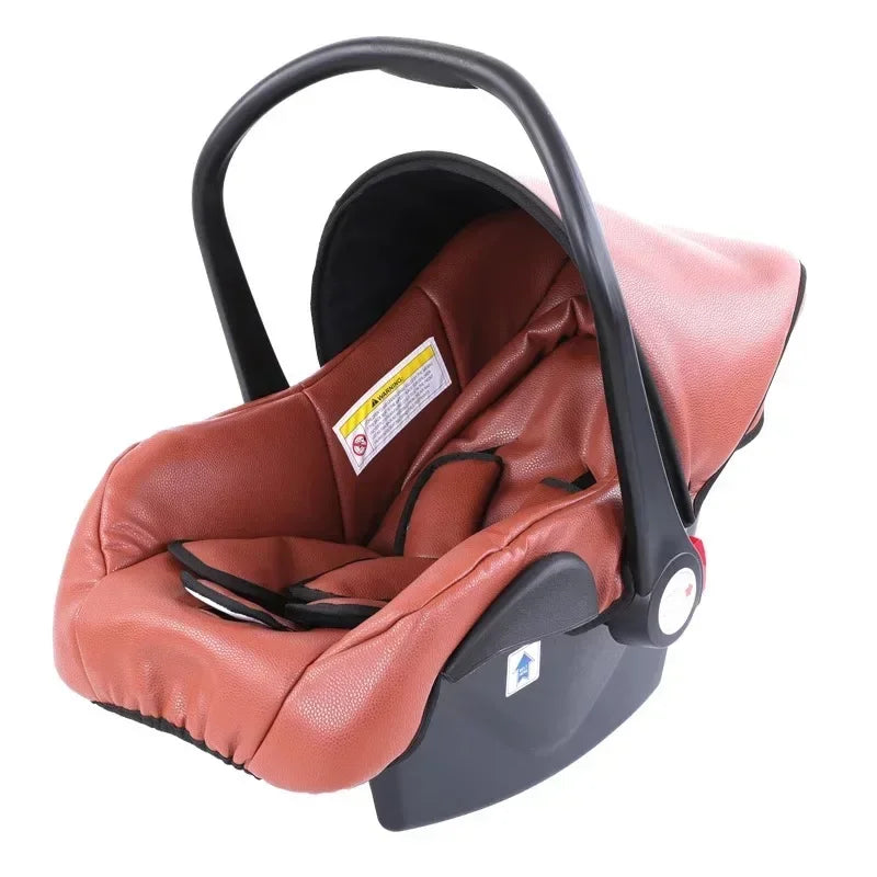 Kinderwagen 3in1 mit abnehmbarem Korb im Autositz. Hochformatige Eierschale aus PU-Leder, Babywagen, Luxuswagen für Babyautos
