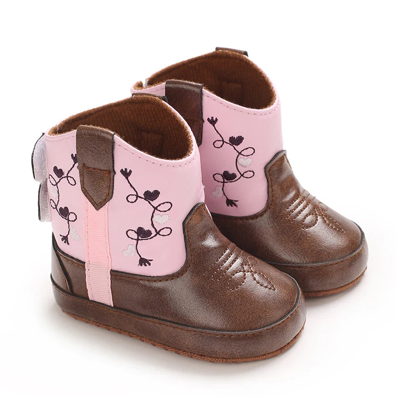 Winterstiefel für Babys, Jungen und Mädchen, 0–12 Monate, Western-Denim, Lauflernschuhe, warm, lässig, modisch