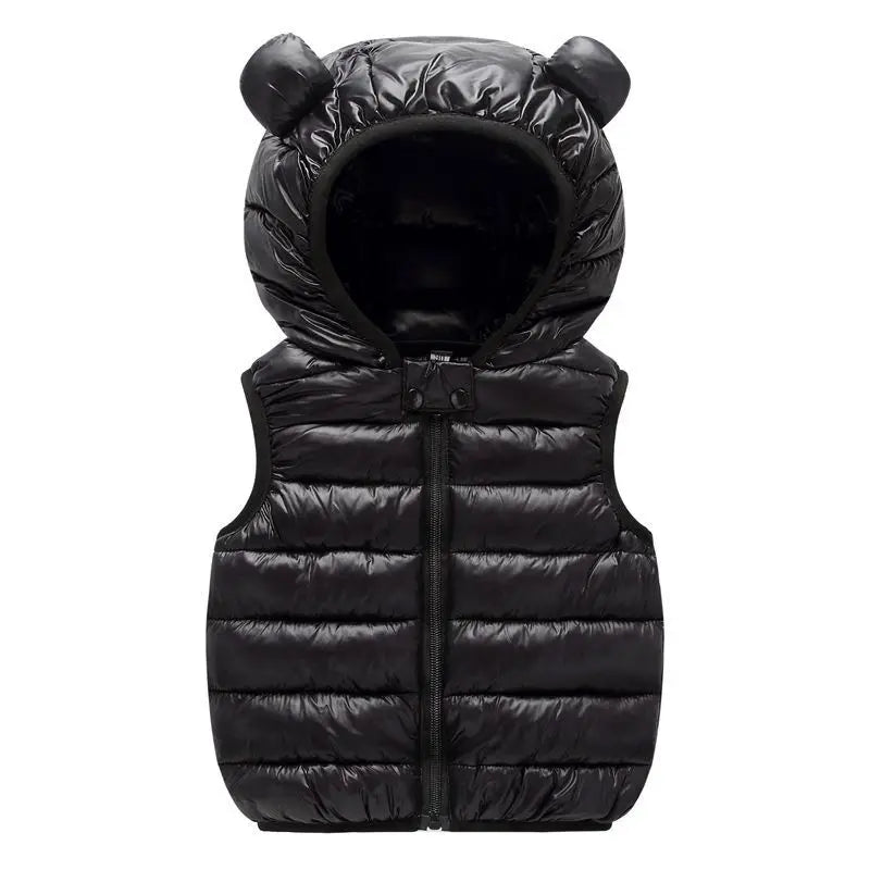 Neue Baby Jungen Mädchen Warme Daunenweste Herbst Winter Baumwolle Weste Mit Ohren Kinder Oberbekleidung Kinder Kleidung Kapuzenjacke Westen