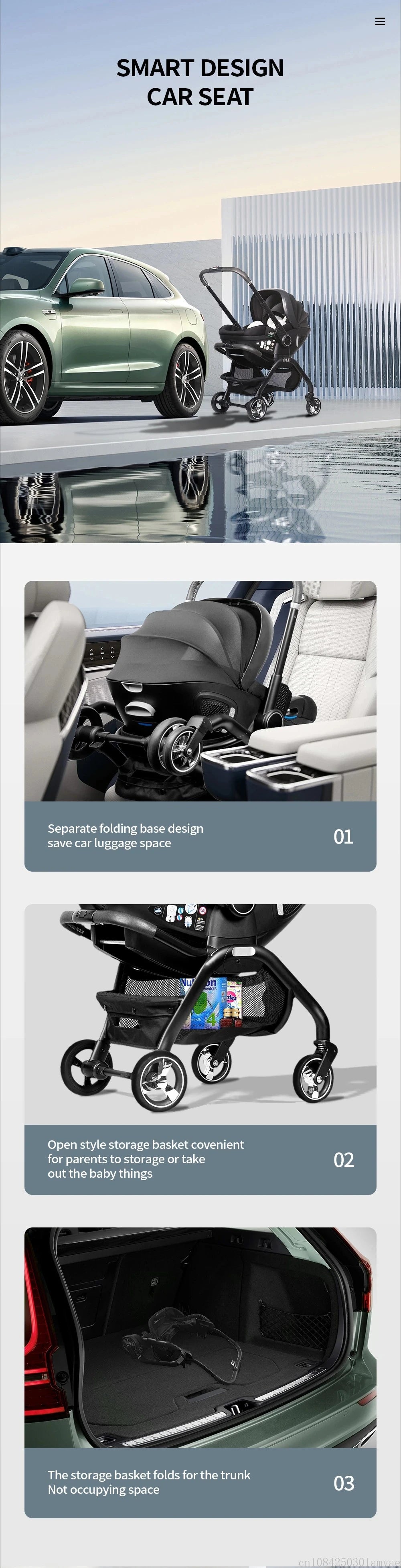 4-in-1 Kinderwagen, Luxuriöser Tragbarer Leichter Babywagen mit ISOFIX-Basis und Kindersitz für Neugeborene