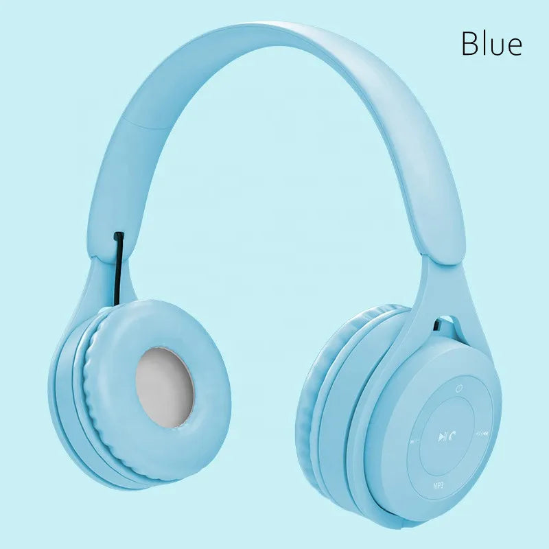 Macaron-Kopfhörer für Kinder, kabelloser Bluetooth-Kopfhörer, Stereo-Stirnband, Gaming-Headset mit Mikrofon, Gamer-Mädchen-Geschenk für mobiles Tablet
