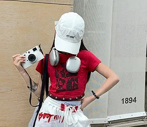 2026 Herbst Winter Teenager Trainingsanzug Mädchen Kleidung Herz Graffiti 1-teiliges T-Shirt Crop Top oder Lange Weite Hose Kinder 4 8 9 10 12 14 Jahre
