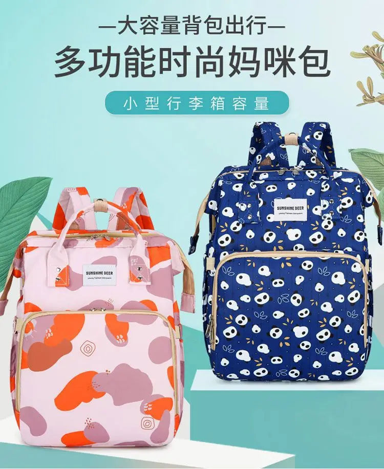Mama Wickeltaschen Babybett Mutter Große Kapazität Windel Milchflasche Rucksäcke mit Wickelunterlage Praktische Baby-Stilltaschen Geschenk