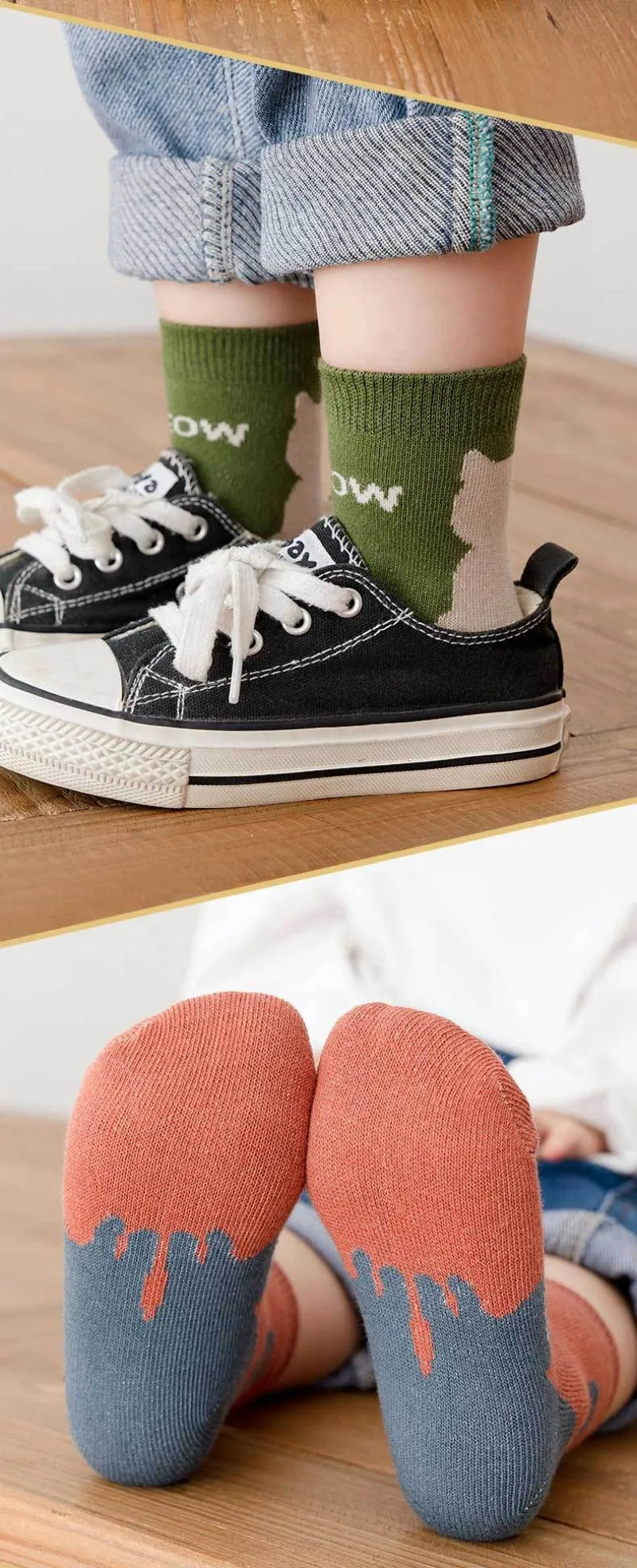 5/10 Paar Kindersocken Herbst Winter Mittellange Socken mit Cartoon-Katzenmuster Bequeme, atmungsaktive Kindersocken für Jungen und Mädchen