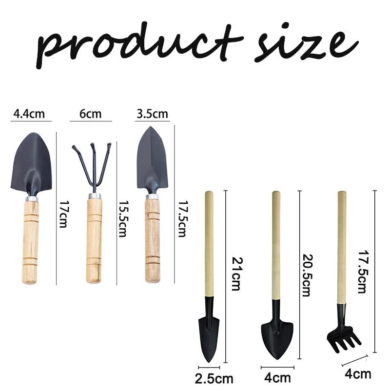 3PC/1Set Mini Garden Tool Set Portable Small Gardening Tools with Handles Shovel Rake Indoor Gardening Planting Flower Tools