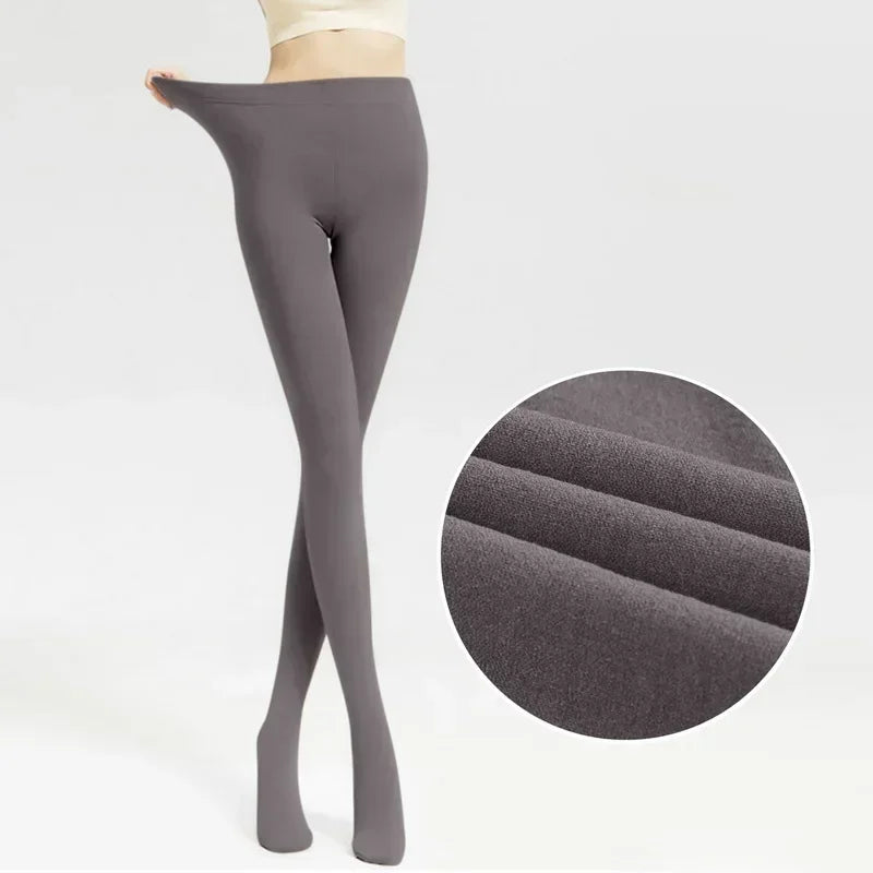 Thermo-Winterstrumpfhose für Damen, mit Fleece gefüttert, durchsichtige Samtstrumpfhose, dicke warme Leggings mit Plüsch-Innenschicht