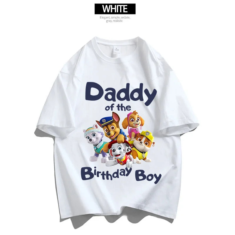 Paw Patrol Erwachsene Kinder Familie Geburtstag T-Shirts Cartoon Mama Papa Top T-Shirts Kurze Ärmel Sommerhemden Jungen Mädchen Frauen Männer Kleidung