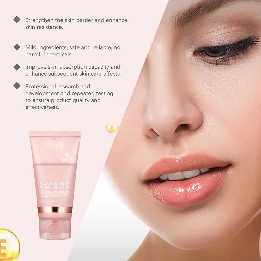 Collagen Overnight Wrapping Peel Off Gesichtsmaske, koreanische Collagen Night Wrapping Mask spendet tief Feuchtigkeit, Nachtpflegemaske, Creme, 75 ml