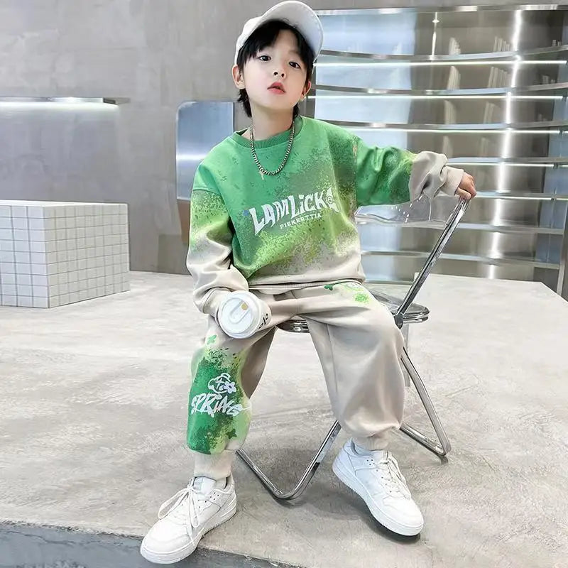 Sweatshirt Set Kinderkleidung von 8 bis 12 Jahren Koreanische 2025 Sets Kinder Jungen Kleidung Winter Oben Unten Jungen Herbst Anzug