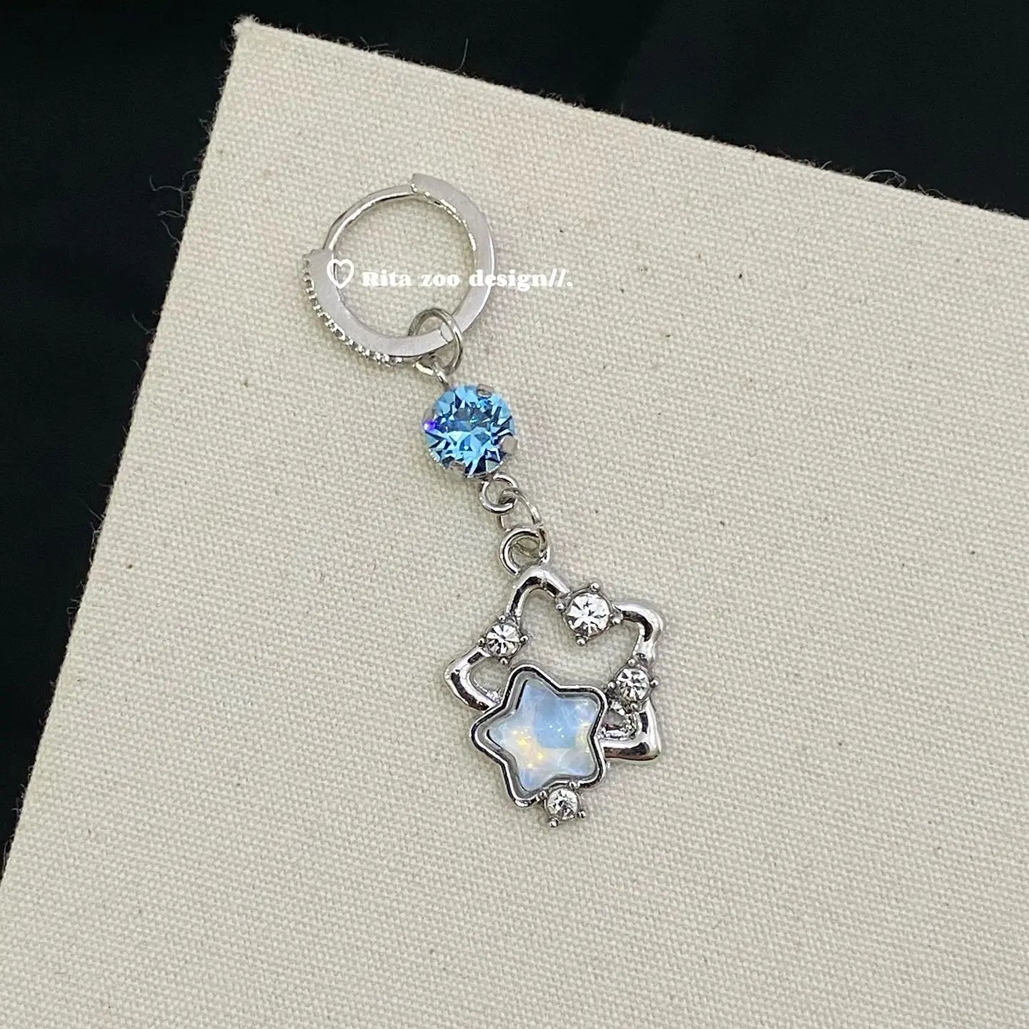 Französischer Süßer Stern-Handyanhänger Y2K Ästhetischer Kristallherz-Anhänger Kawaii Taschenanhänger Trendiger Schmuck Geschenk für Mädchen
