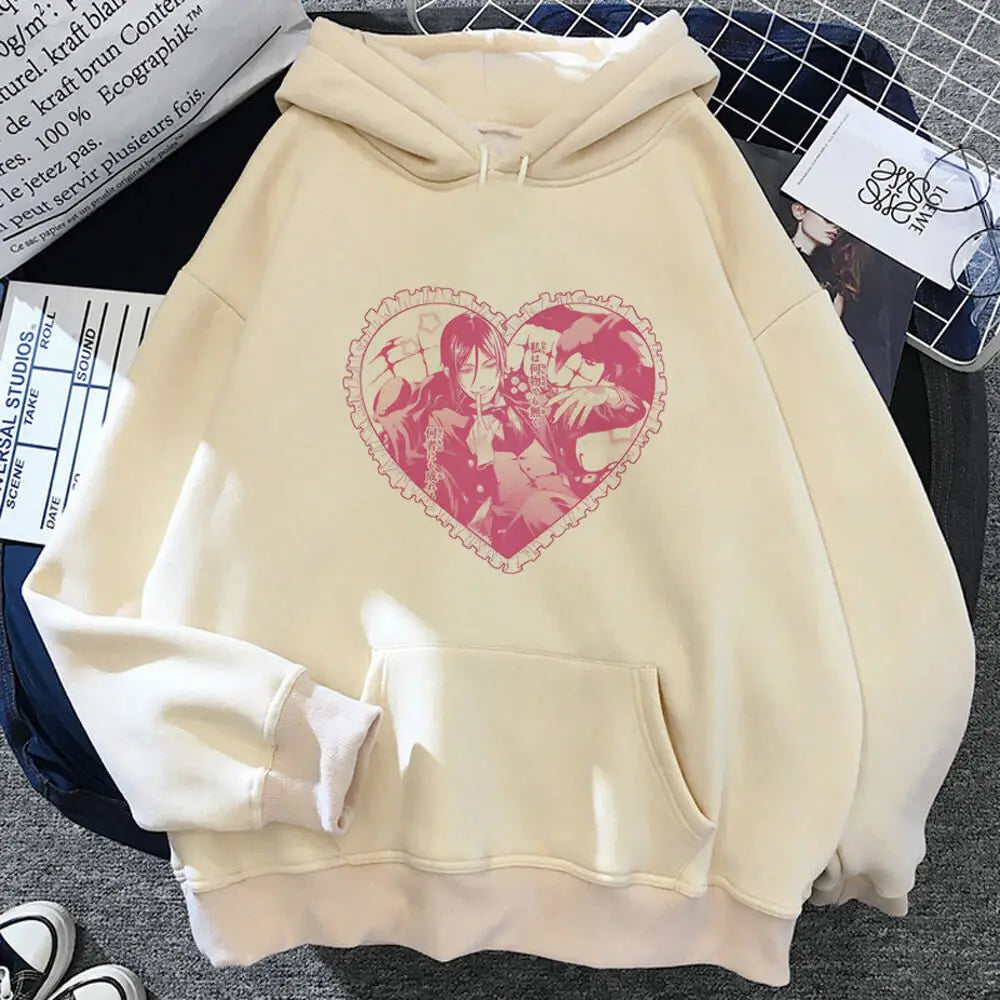 Black Butler Hoodie Kawaii Anime Pullover gemusterte Kleidung für Teenager elegante weibliche Sweatshirts Trainingsanzüge gemusterter Designer