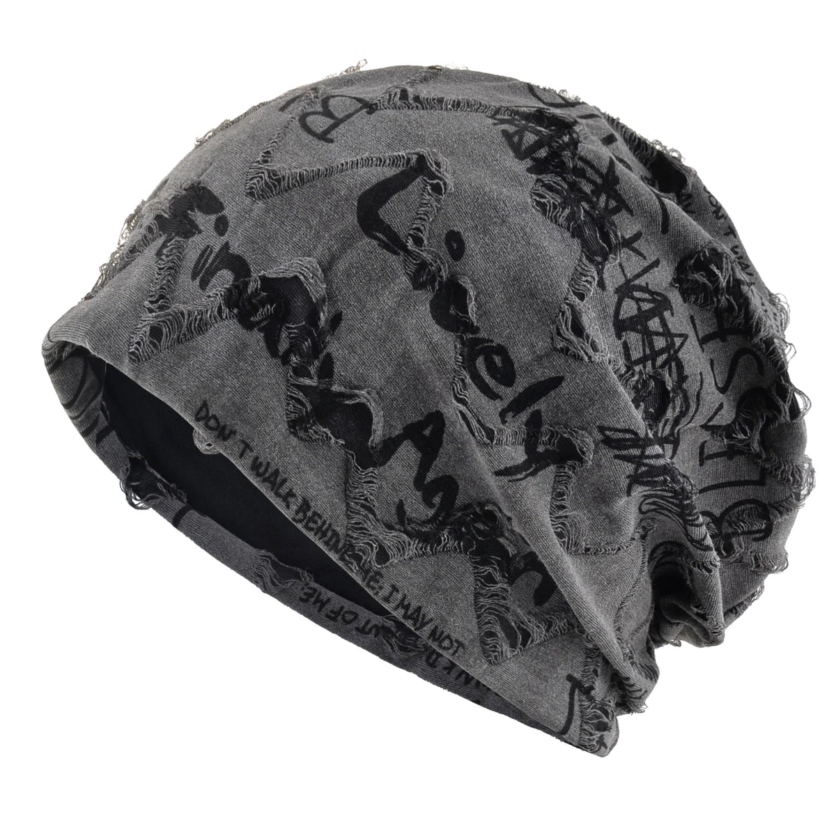 Beanie-Mütze mit Buchstaben-Aufdruck für Damen und Herren, Vintage-Design im Distressed-Look  Wasteland Style Frühling Sommer Warmer, mit Fleece gefütterter Winter