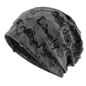 Beanie-Mütze mit Buchstaben-Aufdruck für Damen und Herren, Vintage-Design im Distressed-Look  Wasteland Style Frühling Sommer Warmer, mit Fleece gefütterter Winter