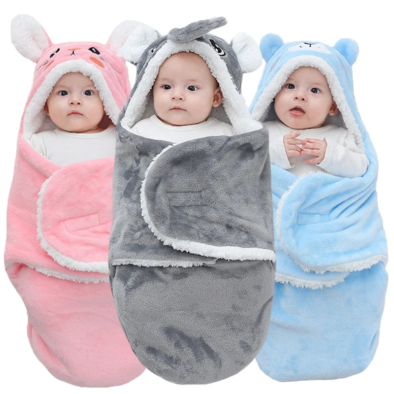 Weiche Baby-Schlafsäcke, warm, für Herbst und Winter, Wickeldecken für Neugeborene, CartoonCocoon für Babys, Flanell-Baby-Schlafsack, 0–9 Monate