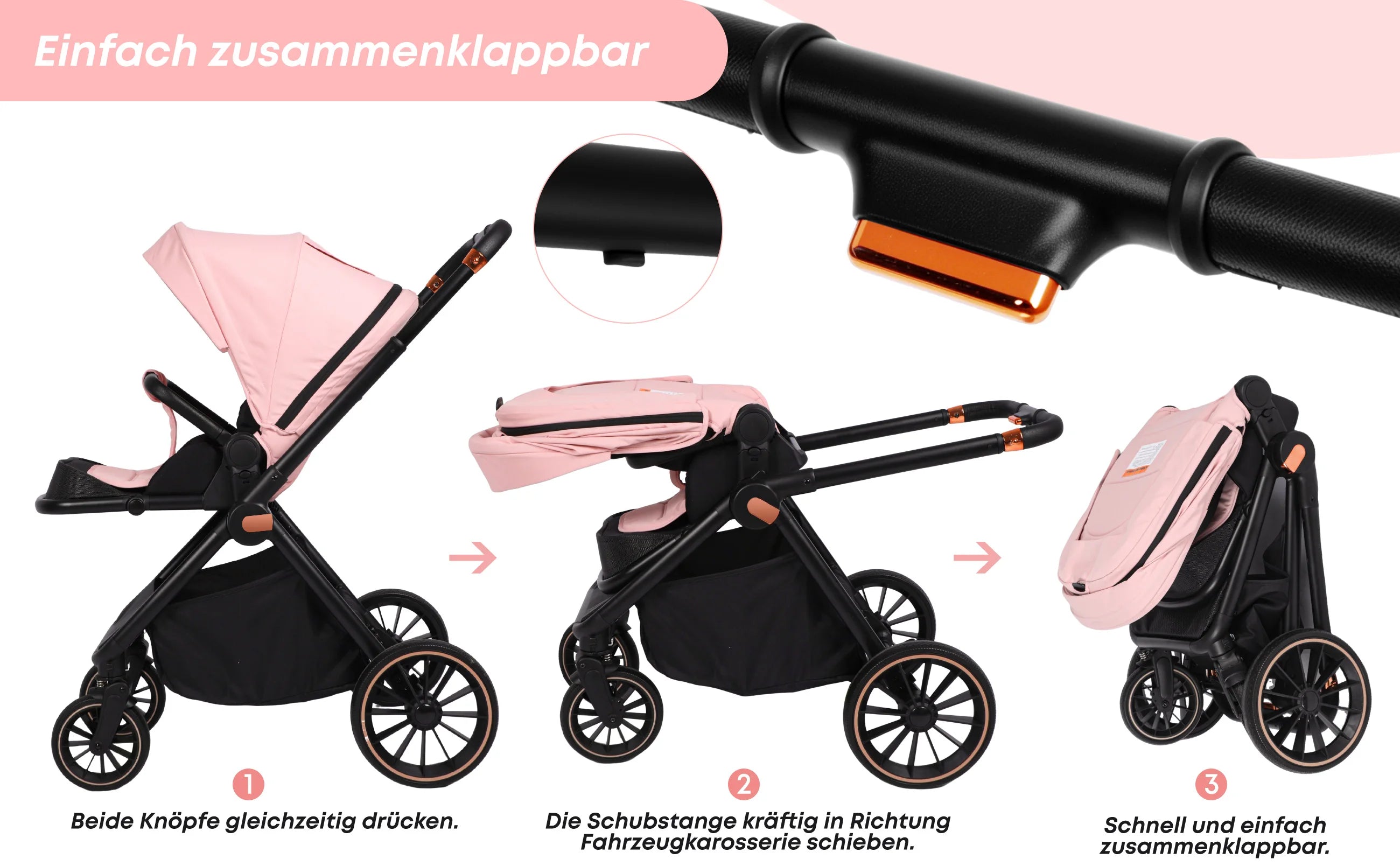4-in-1-Kinderwagen mit Babyschale und ISOFIX-Basis, multifunktionaler, umkehrbarer Kinderwagen für Neugeborene, Hochsitz-Reisesystem